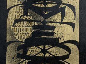 Ian Staber, calligraphy inks and paint on canvas