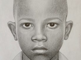 Leah Kinnon '24, "Salia" (portrait drawing, part of the Sierra Leone Memory Project Series)