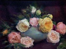 Mary Rose O'Connell, <i>Arrangement of Roses</i><br>Oil on canvas